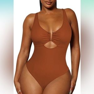 Viottiset Women's One Piece Tummy Control Cheeky High Cut Out Bathing Suit New